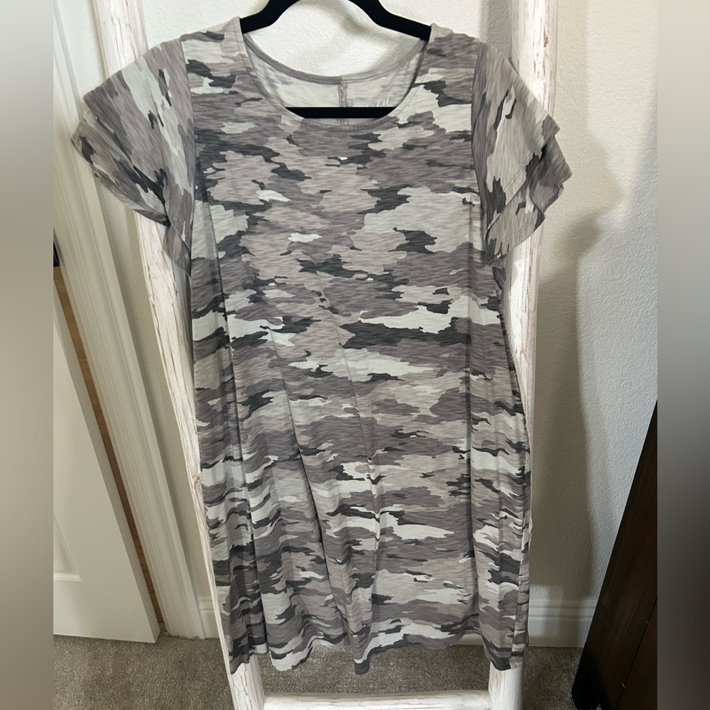 Isabel Maternity by Ingrid & Isabel Camouflage Dress - Gray and Cream